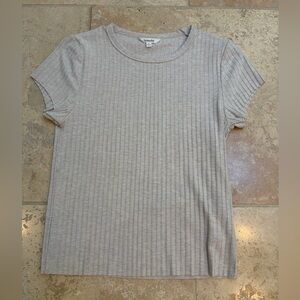 Splendid Women's Short Sleeve Ribbed Crewneck Top - Oatmeal